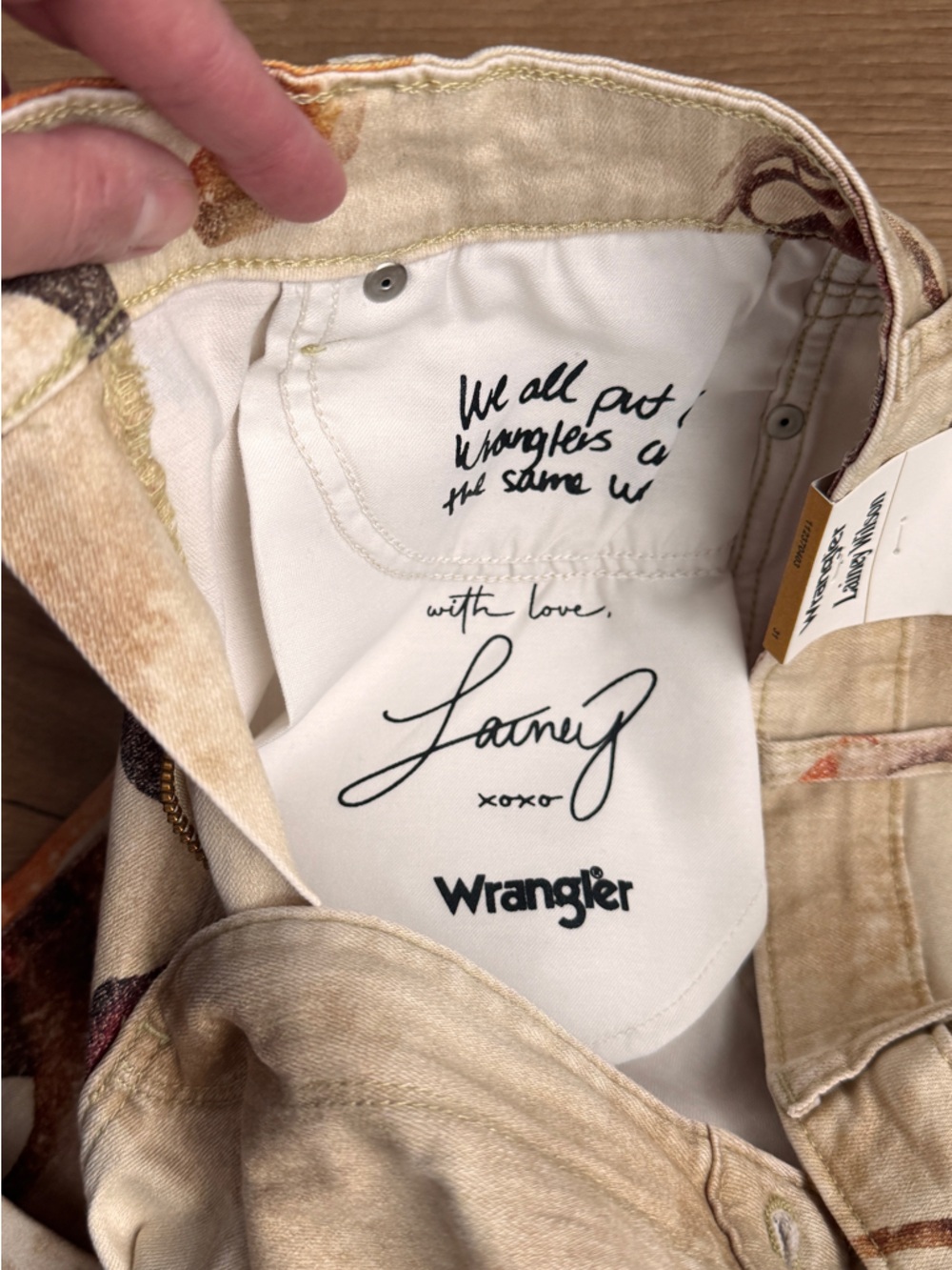 Wrangler Beige and Brown Printed Wide Leg Jeans - Picture 3 of 6